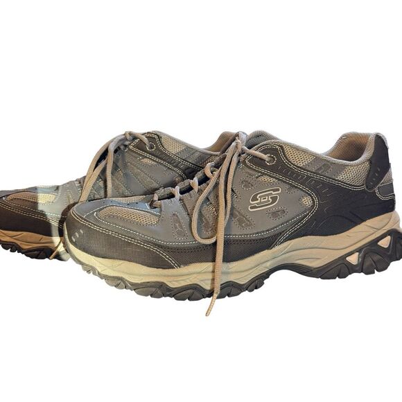 Skechers Afterburn Black Sneakers Lace Up Shoes Men's Size 13 - Picture 2 of 9